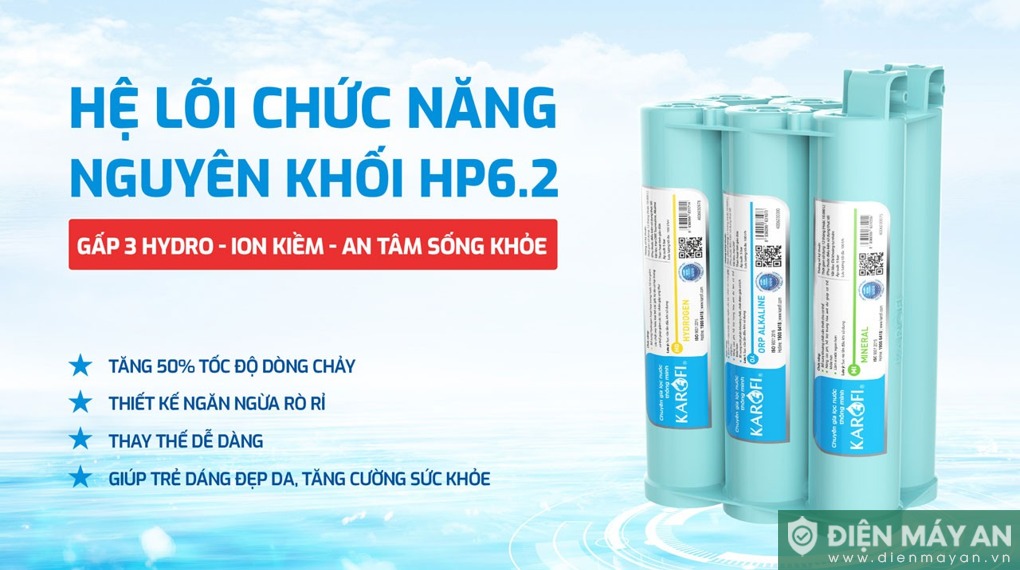 Máy lọc nước RO nóng nguội lạnh Hydro-ion kiềm Karofi KAE-S86 12 lõi